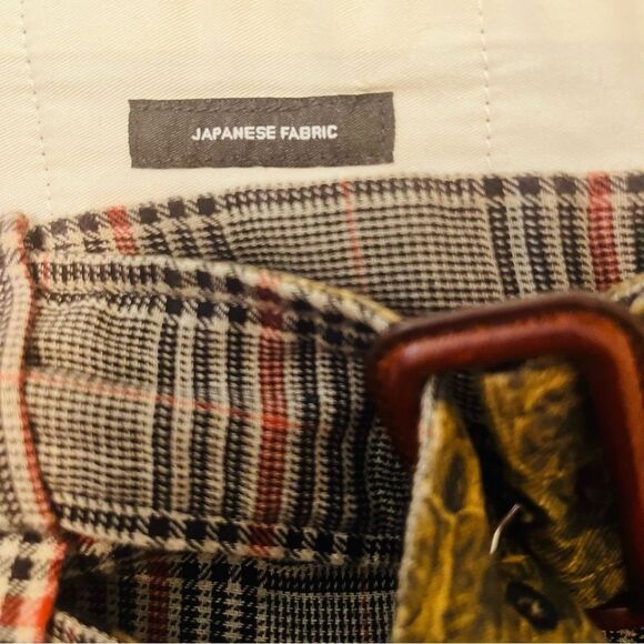 R13 Women's Plaid Cropped Pants with Leopard Belt - Picture 6 of 13